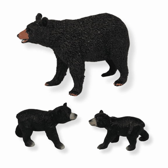 Zaga Toys 4 in Black Bear Plastic Decorative Figurine, Set of 3