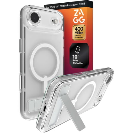 ZAGG Clear Snap with Kickstand - Apple iPhone Air Clear Case with MagSafe and Built-In Kickstand