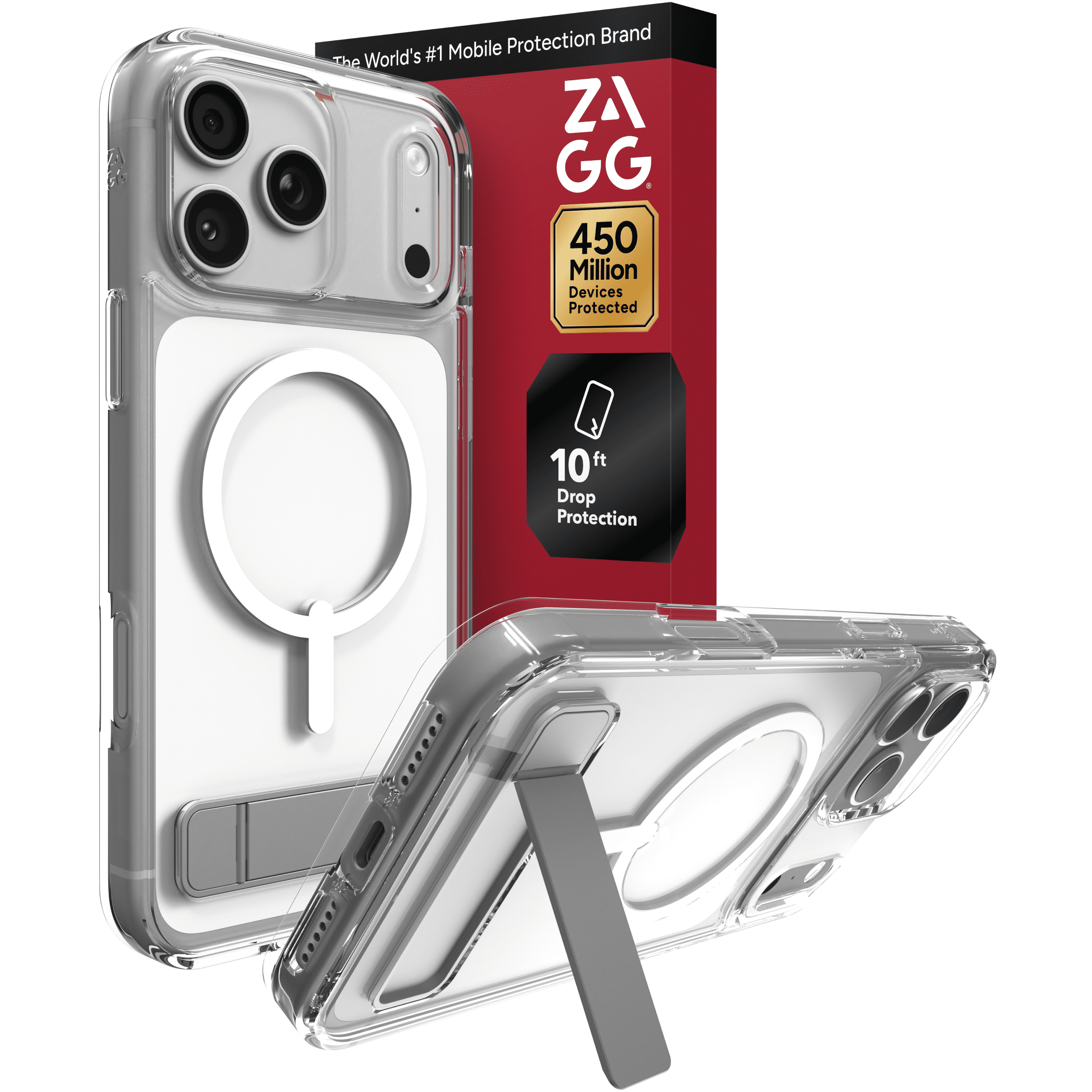ZAGG Clear Snap with Kickstand - Apple iPhone 18 Pro Max & 17 Pro Max Clear Case with MagSafe and Built-In Kickstand