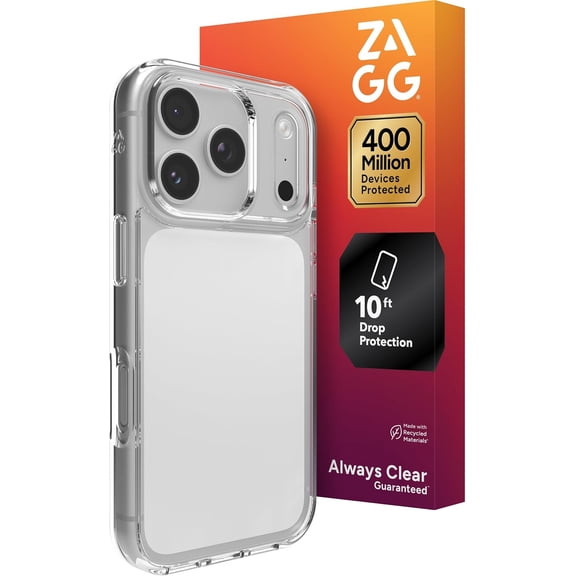 ZAGG Crystal Palace Lite Case For iPhone 17 Pro - Clear Drop Protection (10ft/3m) Ultra-Slim & Lightweight Sleek & Minimalistic Phone Case with Transparent Design Anti-Yellowing Technology