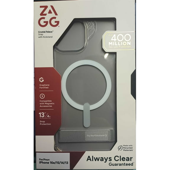 ZAGG Crystal Palace Snap Case with Kickstand and Magsafe For iPhone 16e/15/14/13