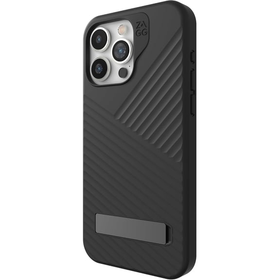 ZAGG Denali Snap iPhone 15 Pro Max Case with Kickstand - Drop Protection (16ft/5m), Dual Layer Textured Cell Phone Case, No-Slip Design, MagSafe Phone Case, Black