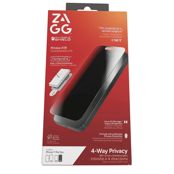 ZAGG Invisible Shield Glass Elite Privacy 360 4W Screen Protector - iPhone 17 Pro Max