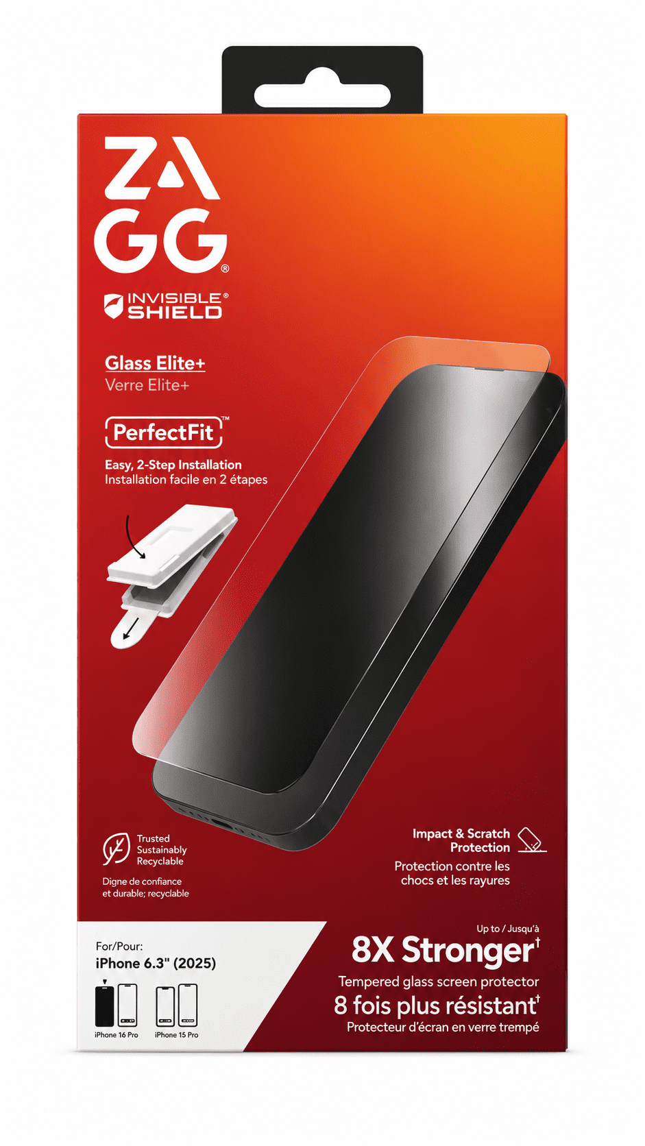 ZAGG Invisible Shield Glass Elite+ Screen Protector - iPhone 17/16 Pro