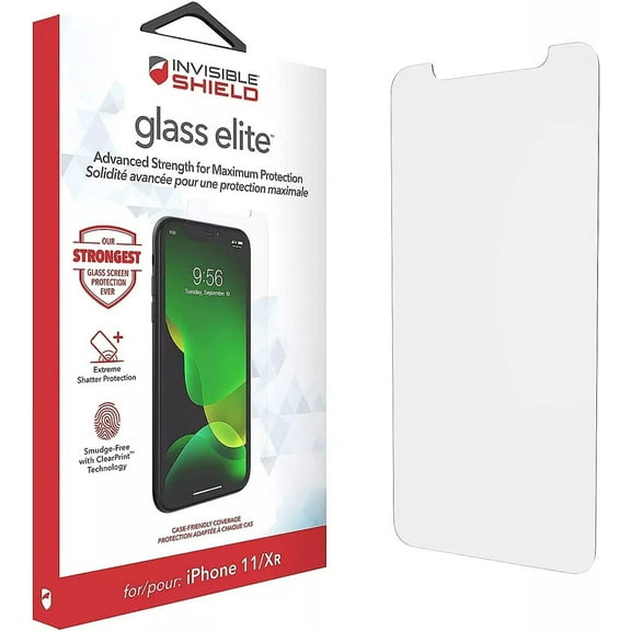 ZAGG InvisibleShield Glass Elite Screen Protector for iPhone 11 and iPhone XR  Strongest Tempered Glass, Smudge-Free ClearPrint, Extreme Shatter, Impact and Scratch Protection