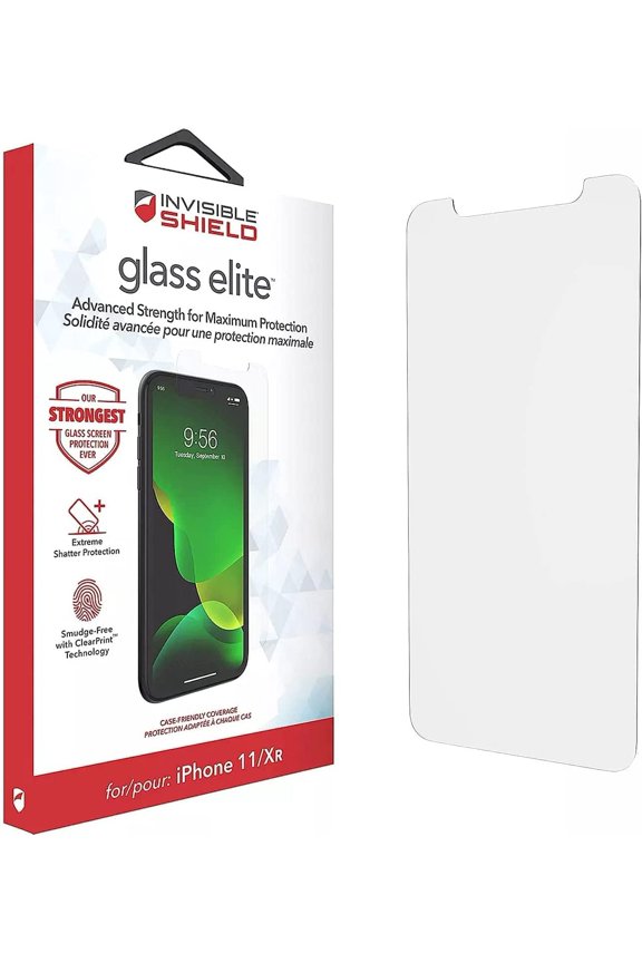 InvisibleShield Glass Elite Screen Protector for iPhone 11 and iPhone XR Strongest Tempered Glass, Smudge-Free ClearPrint, Extreme Shatter, Impact and Scratch Protection