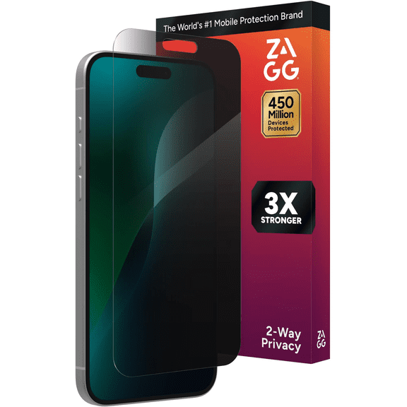ZAGG InvisibleShield Apple iPhone 16 Plus & iPhone 15 Plus Glass Shield Privacy Screen Protector, Easy Installation with Precise Install Tray, 3x Stronger Glass, Impact & Scratch Protection