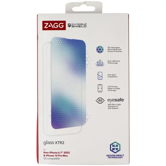 ZAGG InvisibleShield (Glass XTR2) Protector for iPhone 14 Plus & 13 Pro Max - Blue-Light Protection