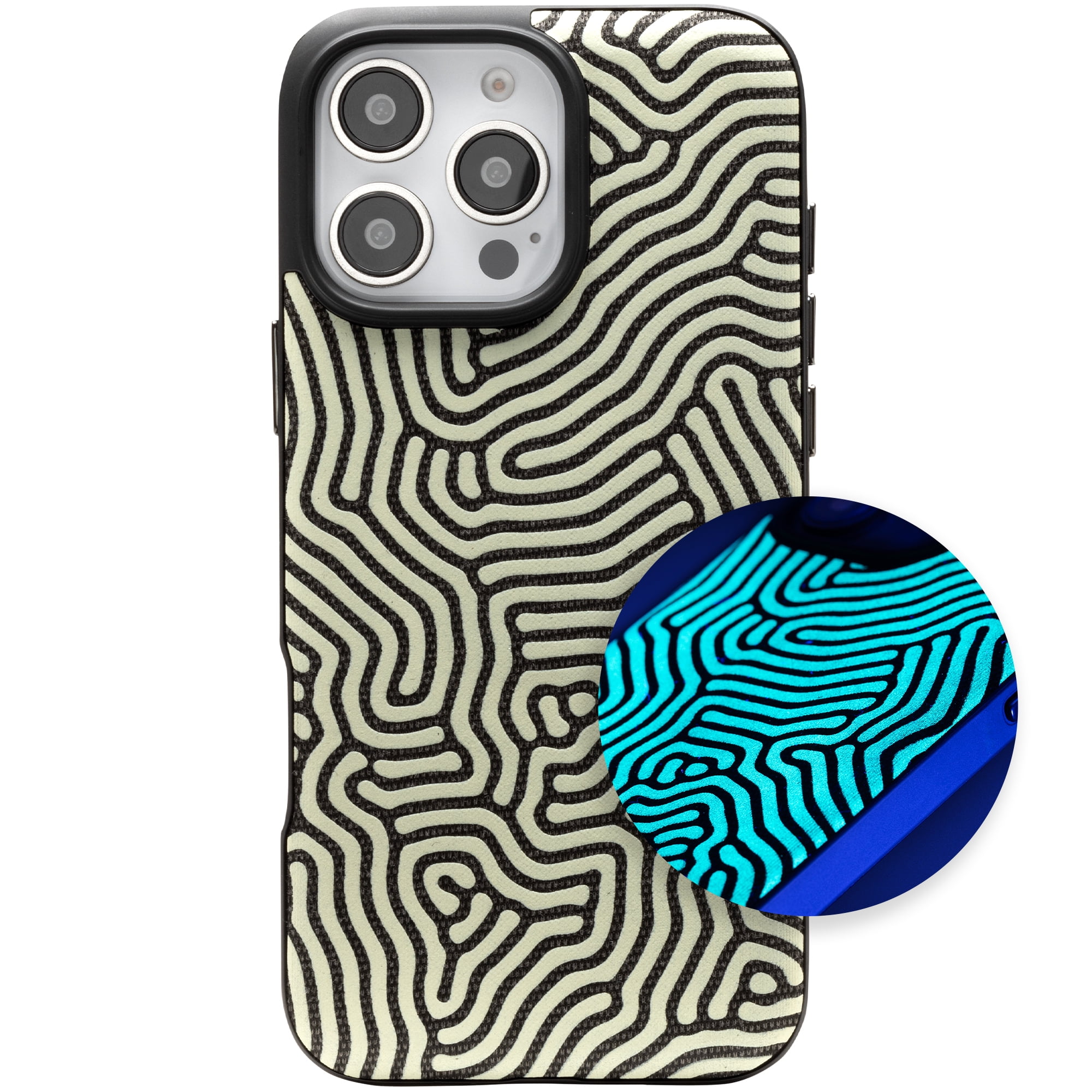 ZAGG London Snap Case for iPhone 16 Pro Max Glow in the Dark Maze