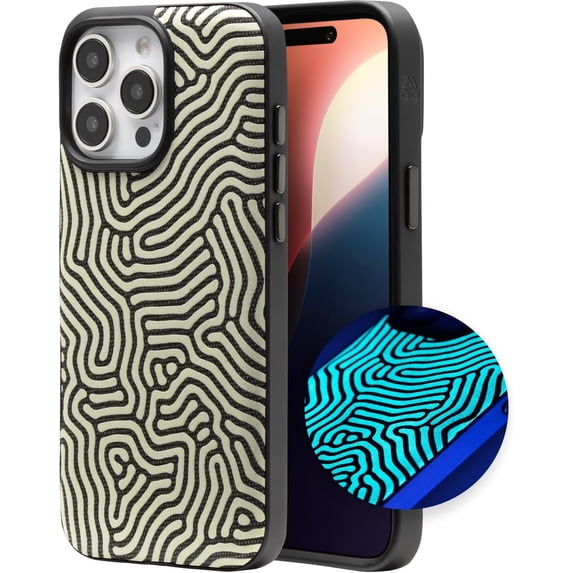 ZAGG London Snap Case for iPhone 16 Pro Max Glow in the Dark Maze Design