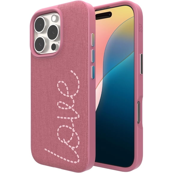 ZAGG London Snap Case for iPhone 16 Pro Pink "Love" Embroidered Design