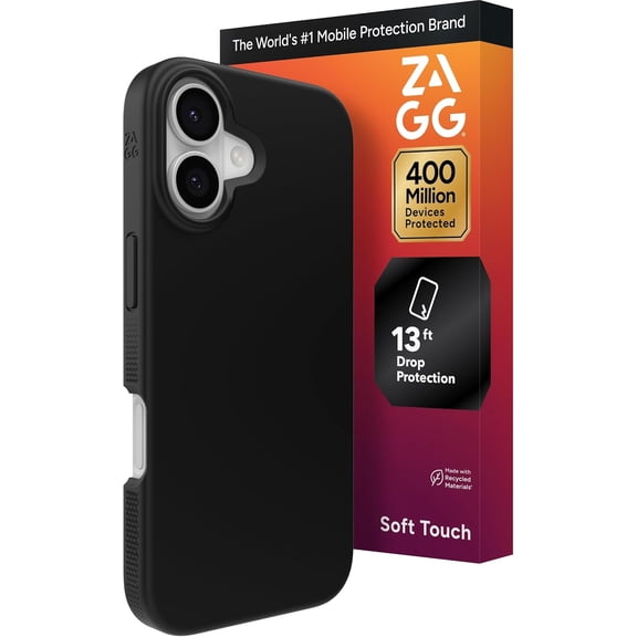 ZAGG Manhattan Snap Phone Case for iPhone 17 - Black Drop Protection (13ft/4m) Soft-Touch Silicone Slim & Lightweight Smooth Surface & No-Slip Grip MagSafe Compatible