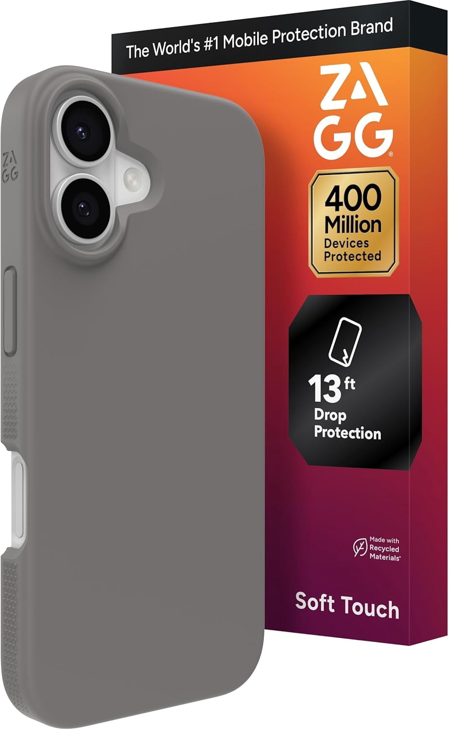 ZAGG Manhattan Snap Phone Case for iPhone 17 - Gray Clay Drop Protection (13ft/4m) Soft-Touch Silicone Slim & Lightweight Smooth Surface & No-Slip Grip MagSafe Compatible