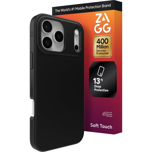 ZAGG Manhattan Snap Phone Case for iPhone 17 Pro Max - Black Drop Protection (13ft/4m) Soft-Touch Silicone Slim & Lightweight Smooth Surface & No-Slip Grip MagSafe Compatible