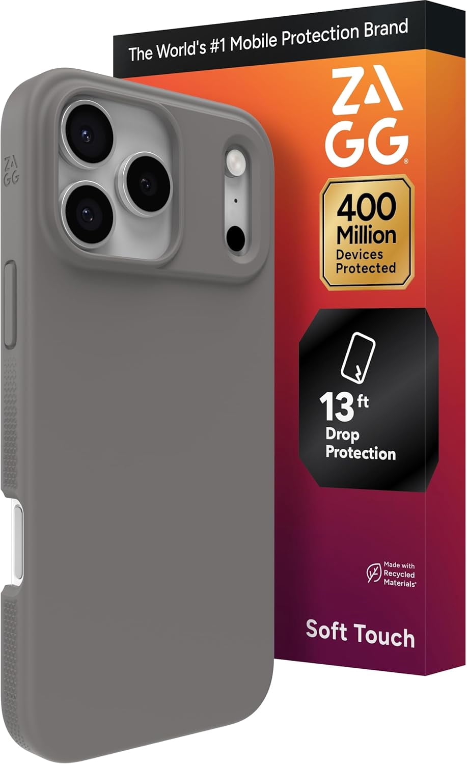 ZAGG Manhattan Snap Phone Case for iPhone 17 Pro Max - Gray Clay Drop Protection (13ft/4m) Soft-Touch Silicone Slim & Lightweight Smooth Surface & No-Slip Grip MagSafe Compatible