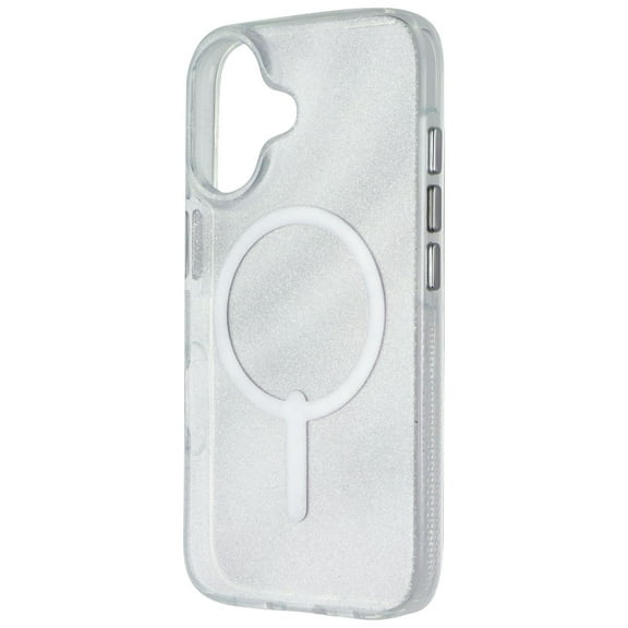 ZAGG Milan Snap Case for iPhone 16 White Glitter Swirl
