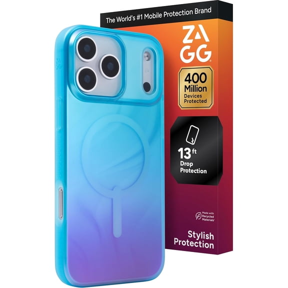 ZAGG Milan Snap Case for iPhone 17 Pro Max - Deep Aurora Graphene Strengthened Phone Case with Drop Protection (13ft/4m) Textured Edges & Sparkle Design MagSafe Charging Compatible