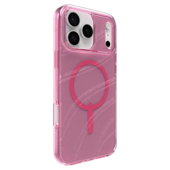 ZAGG Milan Snap Case For iPhone 17 Pro Max - Pink Glimmering Wave Graphene Strengthened Phone Case with Drop Protection (13ft/4m) Textured Edges & Sparkle Design MagSafe Charging Compatible