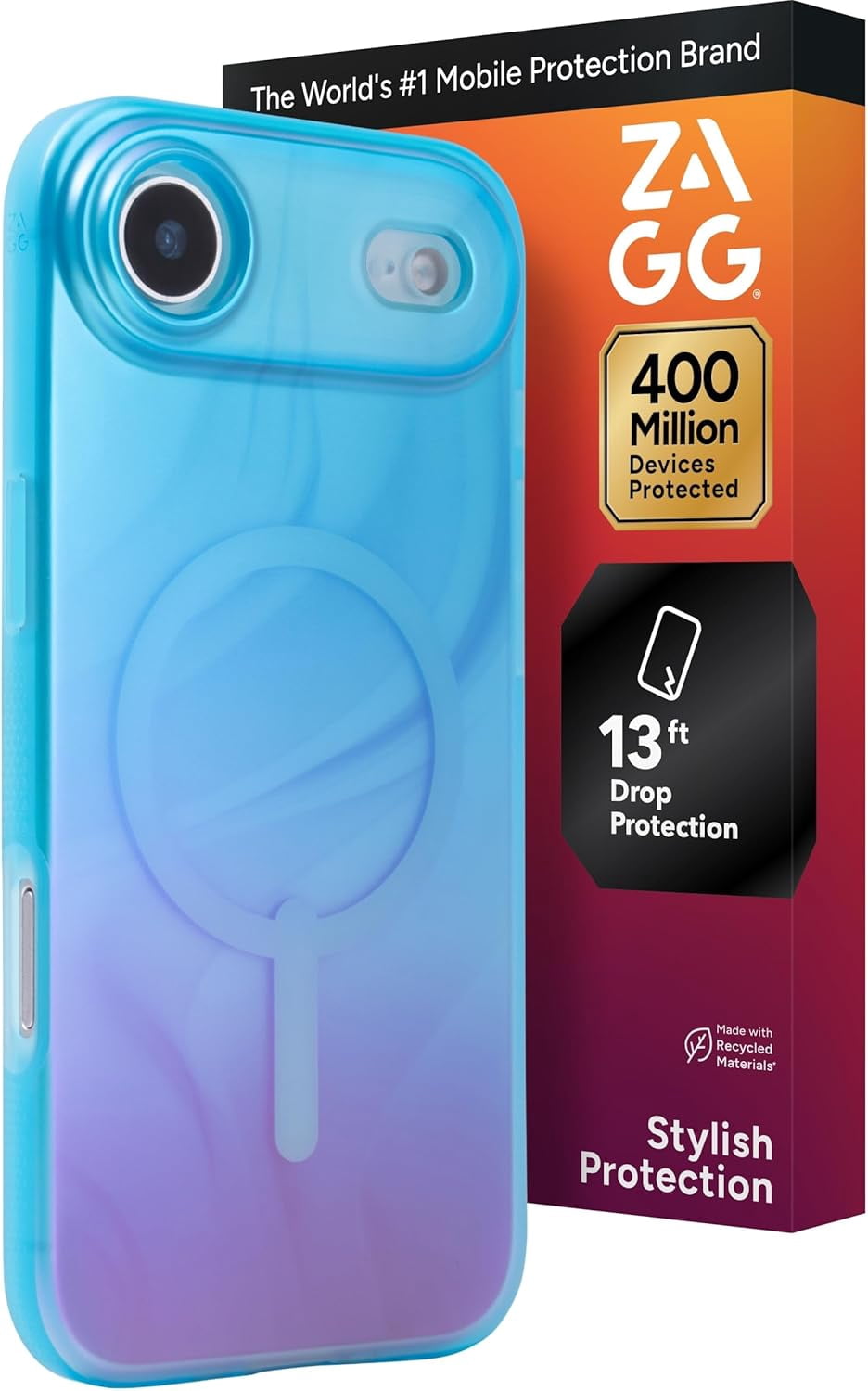ZAGG Milan Snap Case for iPhone Air - Deep Aurora Graphene Strengthened Phone Case with Drop Protection (13ft/4m) Textured Edges & Sparkle Design MagSafe Charging Compatible
