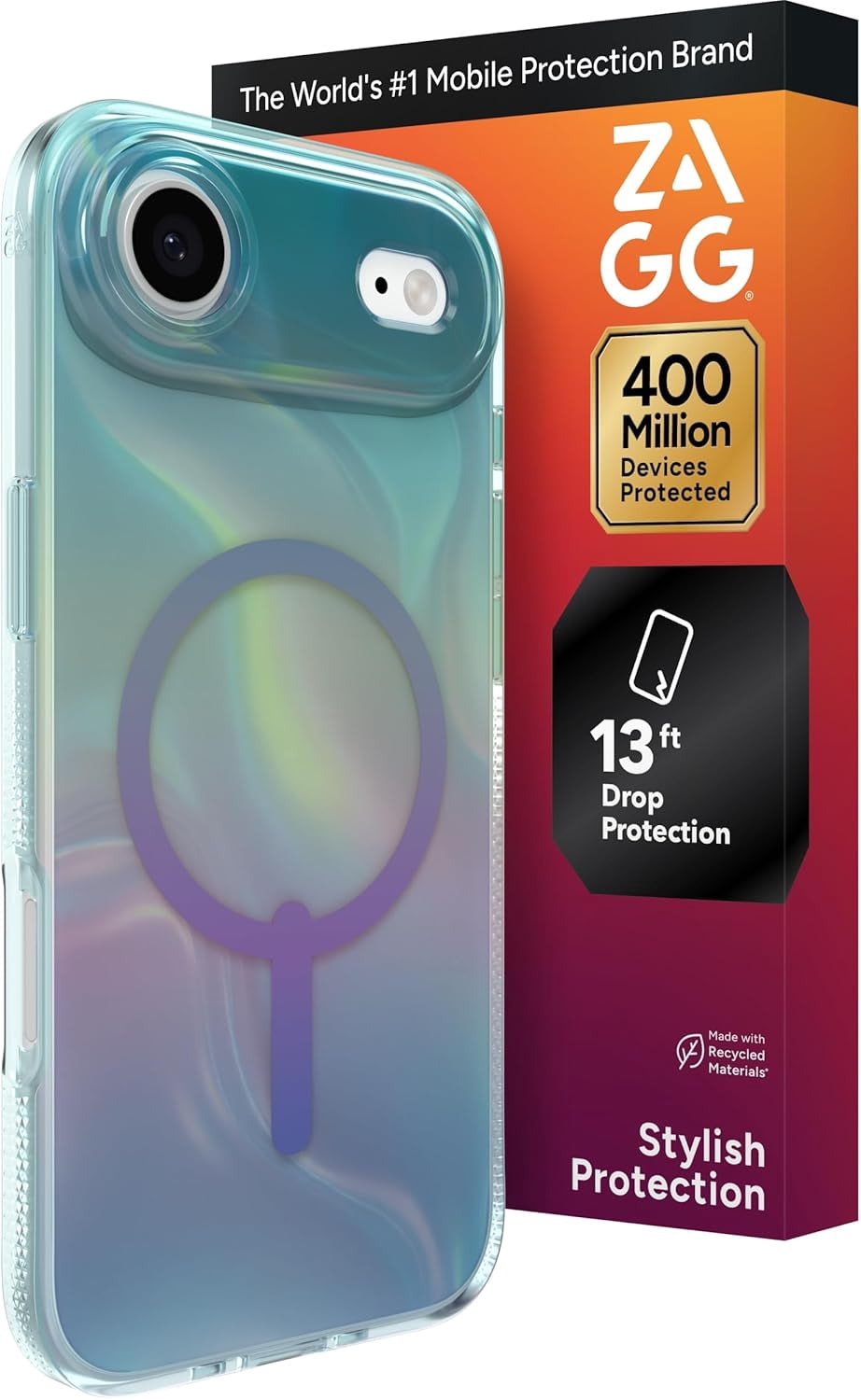 ZAGG Milan Snap Case for iPhone Air - Iridescent Bubble Graphene Strengthened Phone Case with Drop Protection (13ft/4m) Textured Edges & Sparkle Design MagSafe Charging Compatible