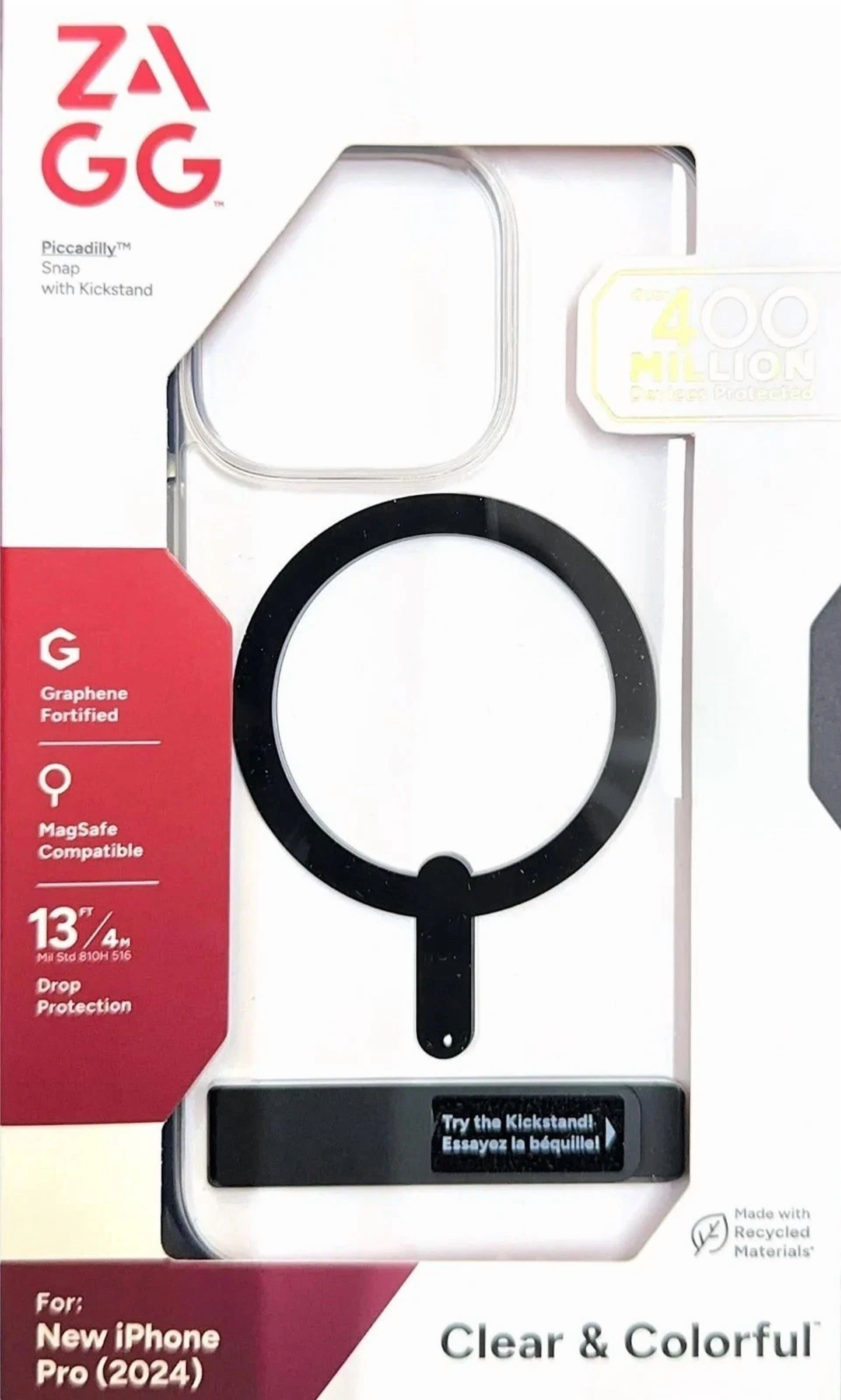 ZAGG Piccadilly Snap with Kickstand Case iPhone 16 Pro Max Clear/Black