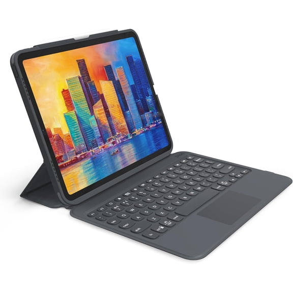 ZAGG - Pro Keys Wireless Keyboard with Trackpad and Detachable Case - Compatible with The Apple iPad 9th Gen 10.2" iPad 10.2" Pro - Charcoal