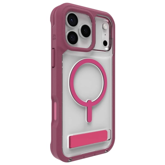 ZAGG Rainier Case with Kickstand for iPhone 17 Pro Max - Red Black Cherry Graphene 22ft (7m) Drop Protection Lanyard Attach Points MagSafe Wireless Charging Compatible Phone Case