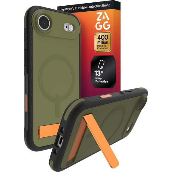 ZAGG Sedona Snap Case with Kickstand for iPhone Air - Green Sea Kelp Drop Protection (13ft/4m) Multi-Layer Protection with Camera Button MagSafe Phone Case with Impact-Absorbing Bumpers