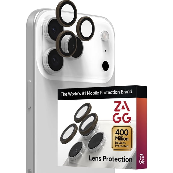 ZAGG iPhone Camera Lens Protector for iPhone 17/16/15 Pro and Pro Max Models - Beige Sandstone Camera Ring Maximum Impact & Scratch Protection Anti-Reflective Technology Glass Elite