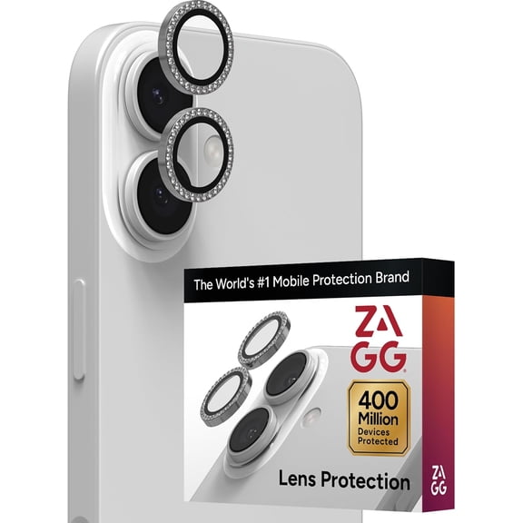 ZAGG iPhone Camera Lens Protector for iPhone 17/ 16/ 16 Plus - Diamond Camera Ring Maximum Impact & Scratch Protection Anti-Reflective Technology Smudge-Resistant Precise Fit Glass Elite
