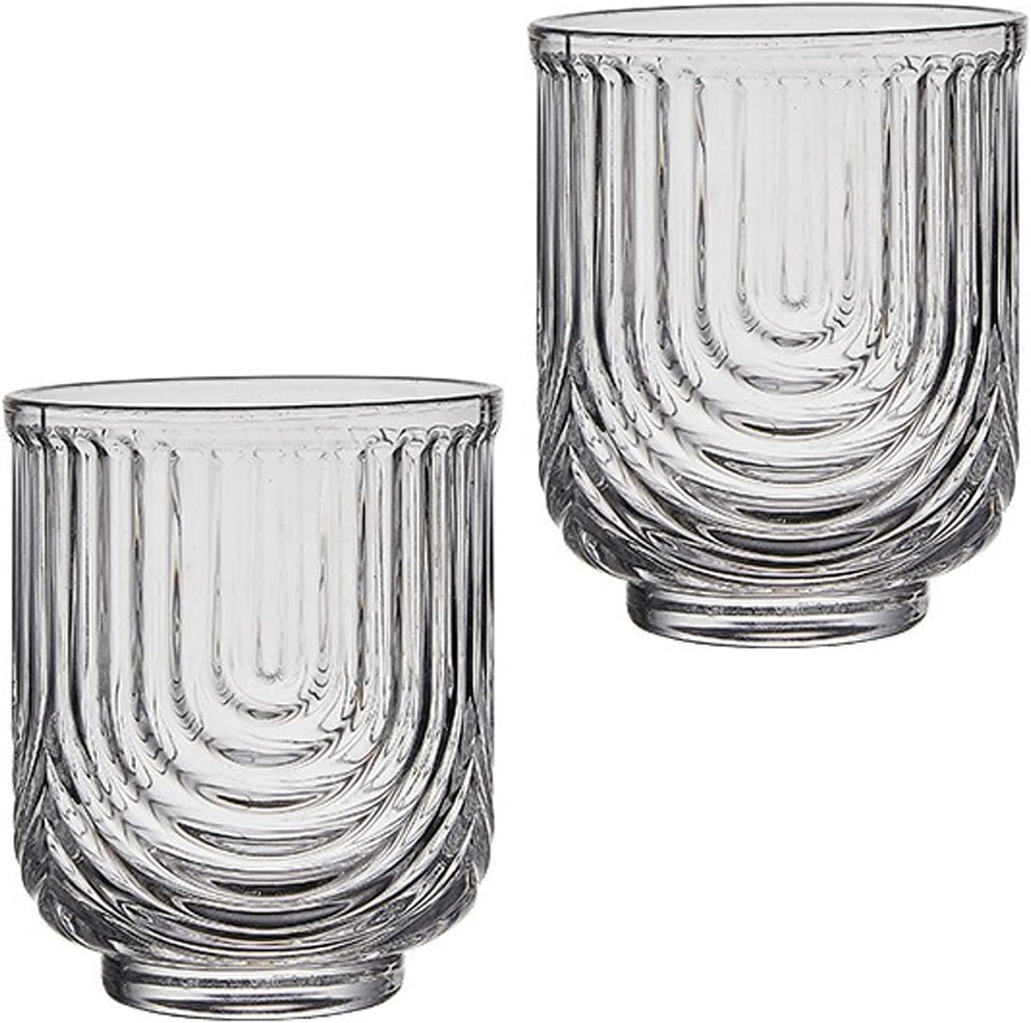 ZAGHNRENJ 2Pcs Ribbed Drinking Glasses,Ribbed Glass Cups Wine Glasses ...