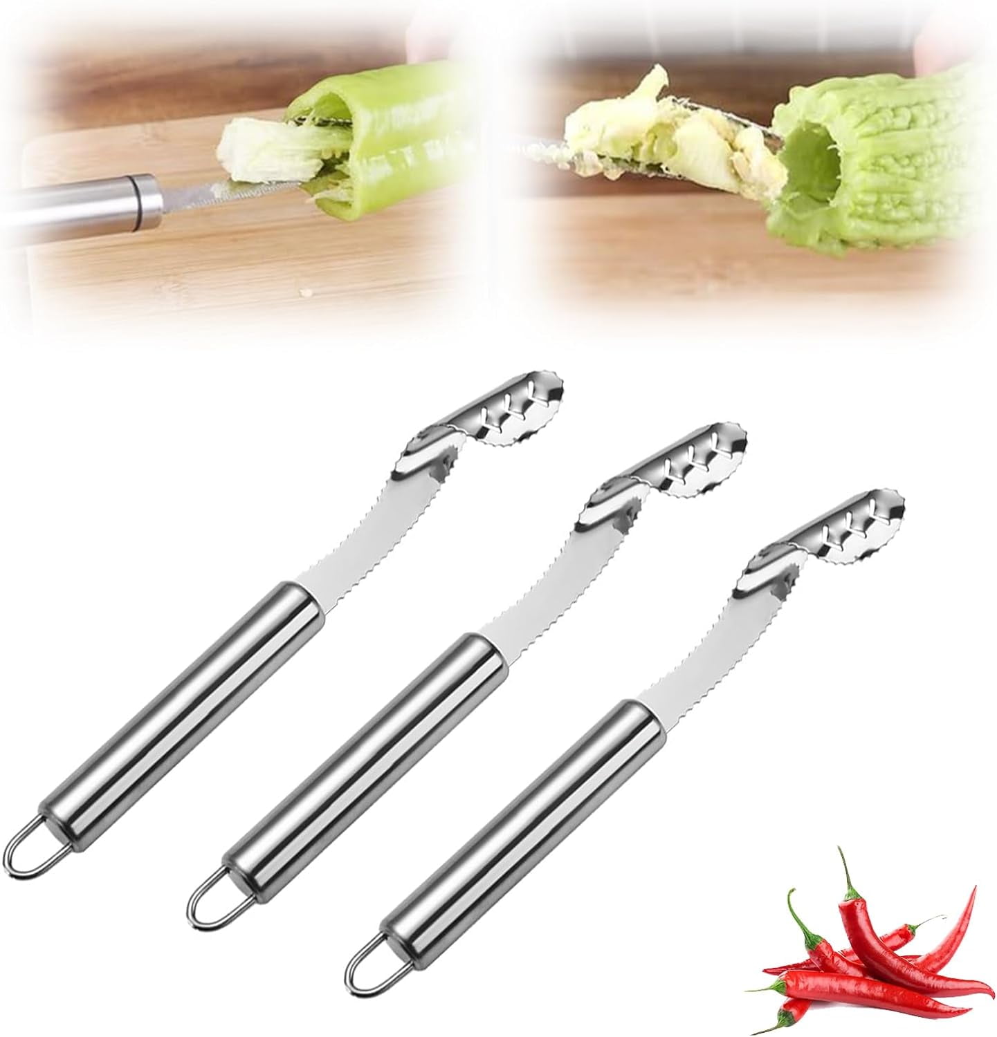 ZAGHNRENJ Pepper Seed Corer Remover,Stainless Steel Kitchen Corer Tool ...