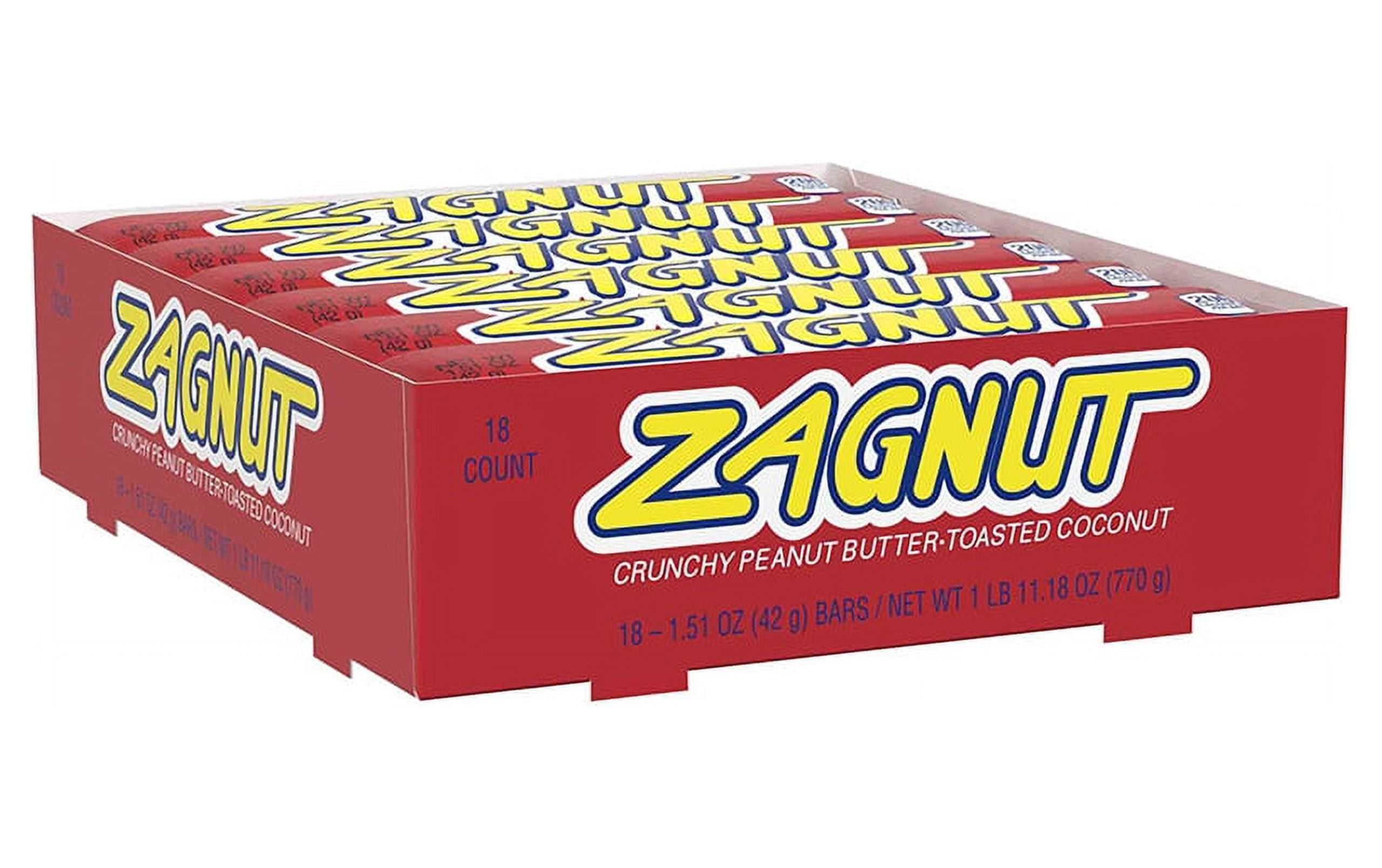 ZAGNUT Crunchy Peanut Butter with Toasted Coconut Candy Bars, 1.51 oz (18 Count)