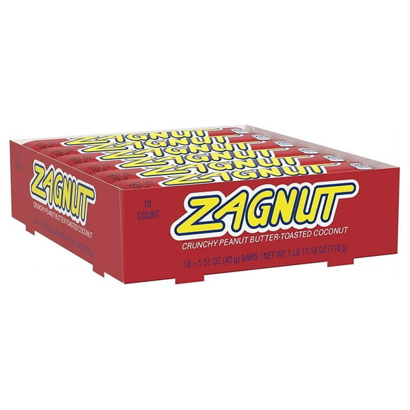 ZAGNUT Crunchy Peanut Butter with Toasted Coconut Candy Bars, 1.51 oz (18 Count)
