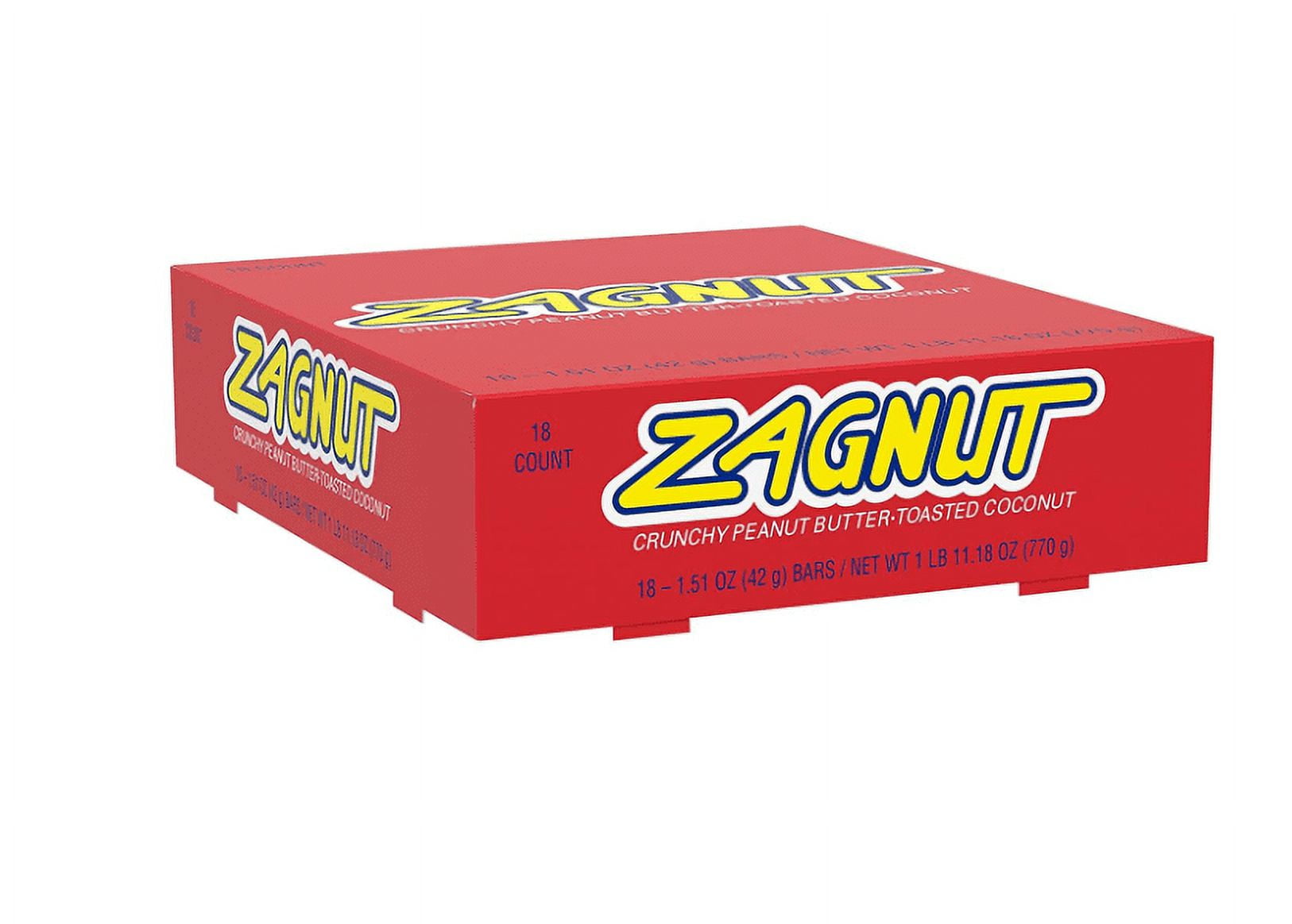 ZAGNUT Crunchy Peanut Butter with Toasted Coconut Candy, Bulk Candy, 1.51 oz Bar (18 Count)(PACK OF 2)tatol 36 count