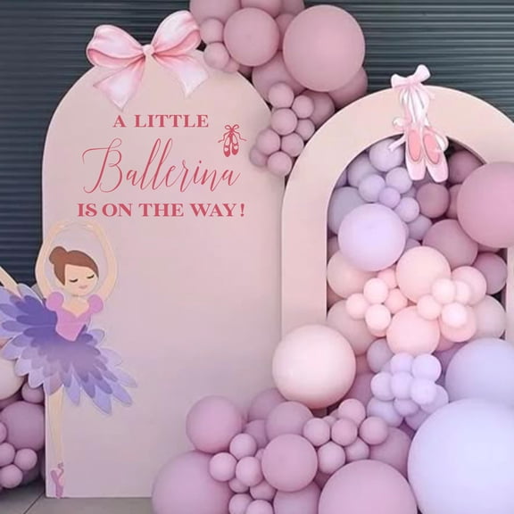 ZAIBIANHAO A Little Ballerina Is On The Way Decal - Ballet Princess Theme Baby Shower Decorations, Gender Reveal Ballet Dancer Party Sign, Birthday Balloons Arch Backdrop Photo Props C113