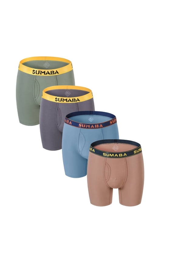 Men's Boxer Briefs Bamboo Viscose Bulge Enhancing Pouch Breathable 4Pack Multi01 XL