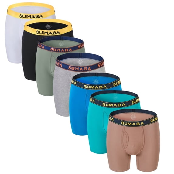 ZAIGGUT Men's Boxer Briefs Bamboo Viscose Bulge Enhancing Pouch Breathable 7Pack Multi01 2XL