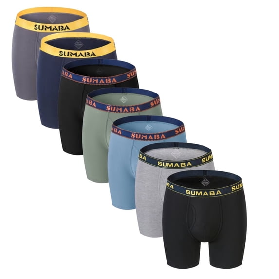 ZAIGGUT Men's Boxer Briefs Bamboo Viscose Bulge Enhancing Pouch Breathable 7Pack Multi02 2XL