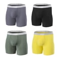 thumbnail image 1 of ZAIGGUT Men's Bamboo Viscose Boxer Briefs Long-Leg Breathable Bulge Enhancing Underwear 4Pack Multi01 M, 1 of 6