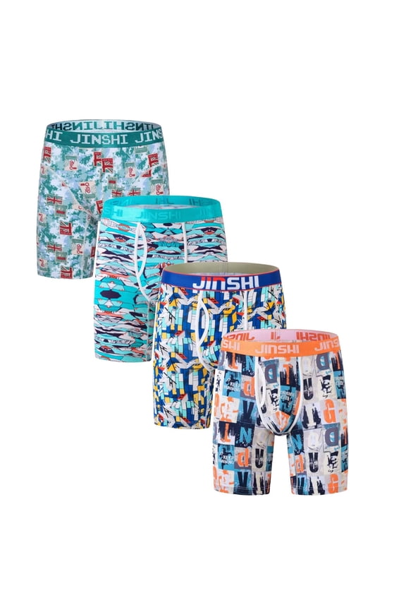 Men's Boxer Briefs Long Leg Breathable Underwear 4Multi01 XL