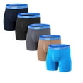 thumbnail image 1 of ZAIGGUT Men's Boxer Briefs Long - Leg Open Front Bulge Pouch Bamboo Viscose Breathable Comfortable 5Pack Multi01 M, 1 of 6