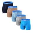 thumbnail image 1 of ZAIGGUT Men's Boxer Briefs Long - Leg Open Front Bulge Pouch Bamboo Viscose Breathable Comfortable 5Pack Multi02 XL, 1 of 6