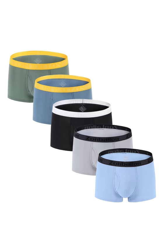 Men's Boxer Briefs Open Front Short - Leg Bamboo Viscose Breathable Comfort 5Multi02 3XL