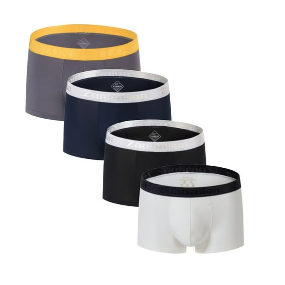 ZAIGGUT Men's Short-Leg Boxer Briefs Bamboo Viscose Breathable Contoured Pouch 4Pack Multi02 XL