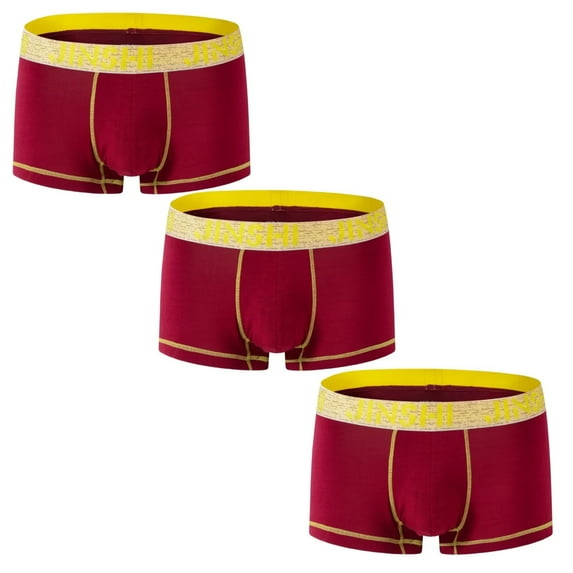 ZAIGGUT Men's Underwear Super Bamboo Viscose Boxer Brief 3Red XL