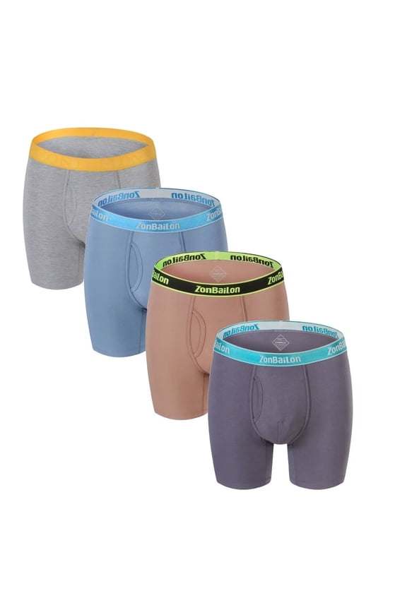 Mens Boxer Briefs Breathable Stretchy Soft with Pouch Long Leg Underwear Set of 5Multi01 L