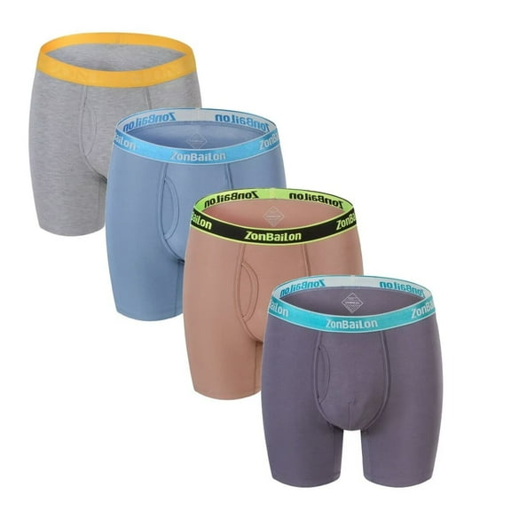 ZAIGGUT Mens Boxer Briefs Breathable Stretchy Soft with Pouch Long Leg Underwear Set of 5Multi01 M