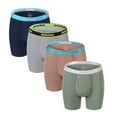 thumbnail image 1 of ZAIGGUT Mens Long Leg Boxer Briefs - Soft Stretchy Breathable Pouch Underwear 4Multi02 2XL, 1 of 6