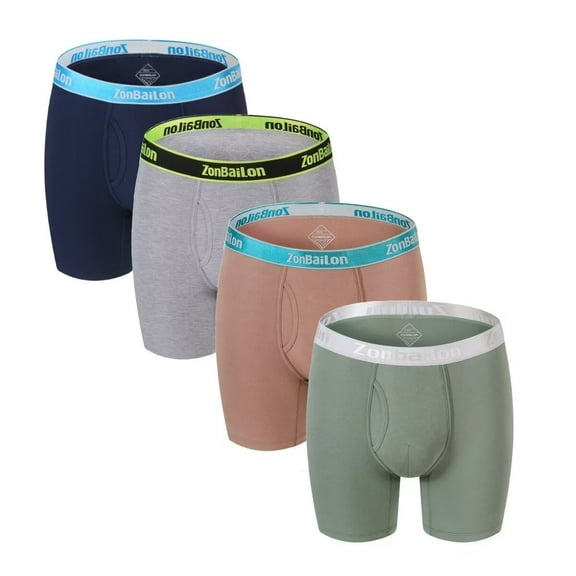 ZAIGGUT Mens Boxer Briefs Breathable Stretchy Soft with Pouch Long Leg Underwear Set of 5Multi02 L